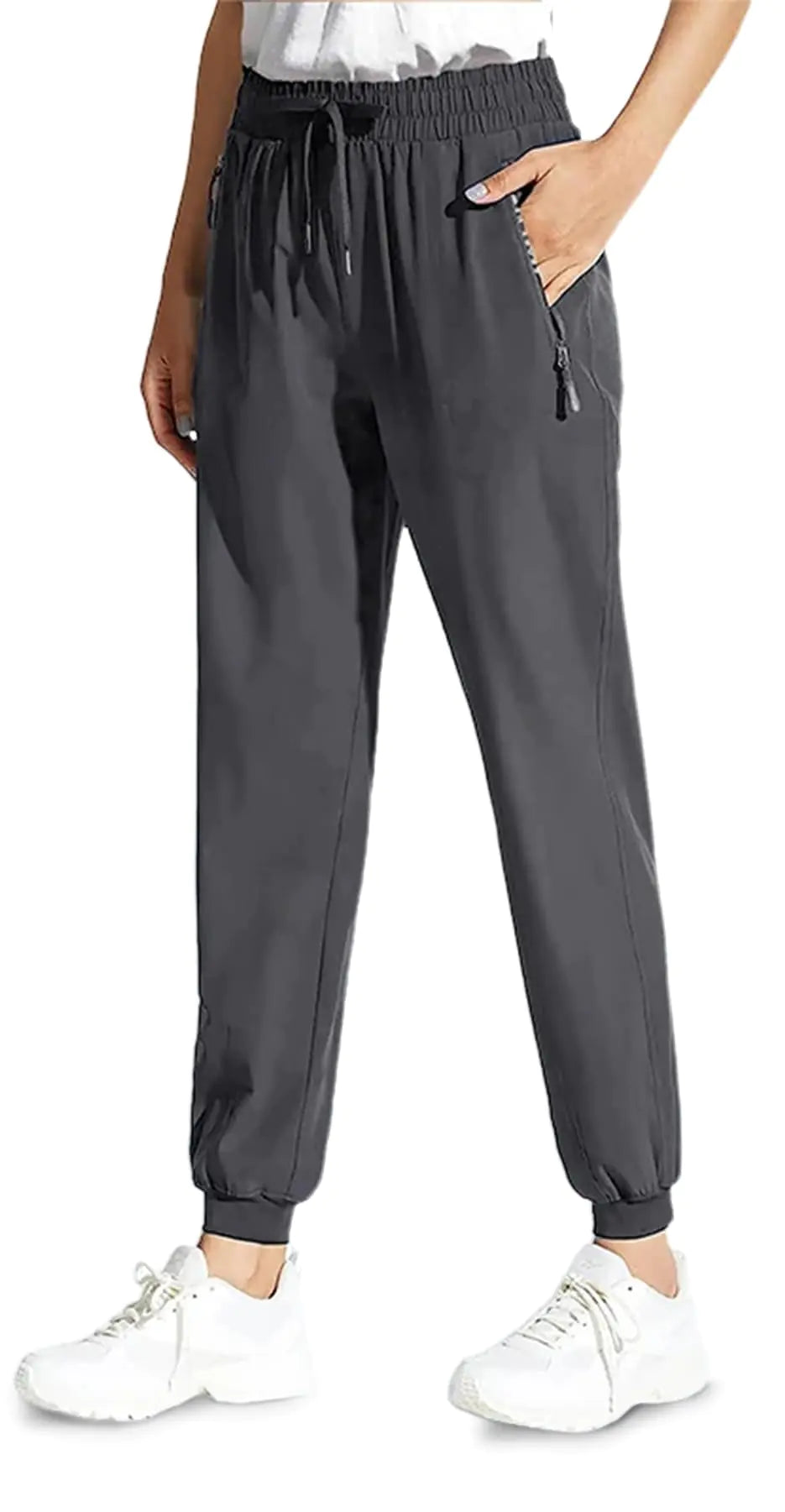 Mahya FlexiComfort Women's Active Pants in [Grey Jogger / Black+Grey Straight] – quick-dry nylon spandex stretch pants, size [XL/XXS]