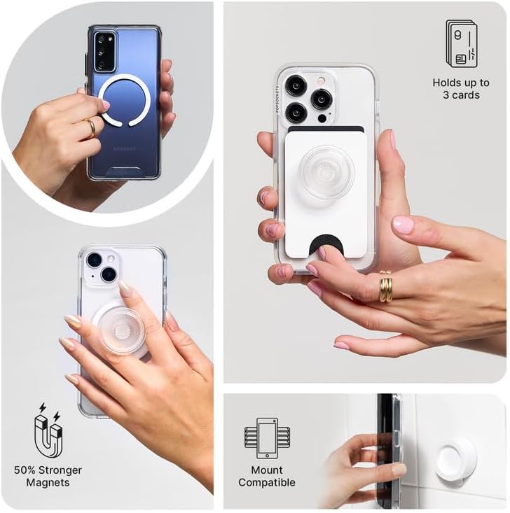 PopGrip wallet for MagSafe in clay – 3-card holder, kickstand, wireless charging compatible