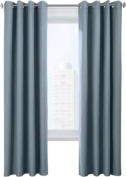 Beauoop stone blue 100% blackout curtains 52x84 inch dual panel for bedroom and living room