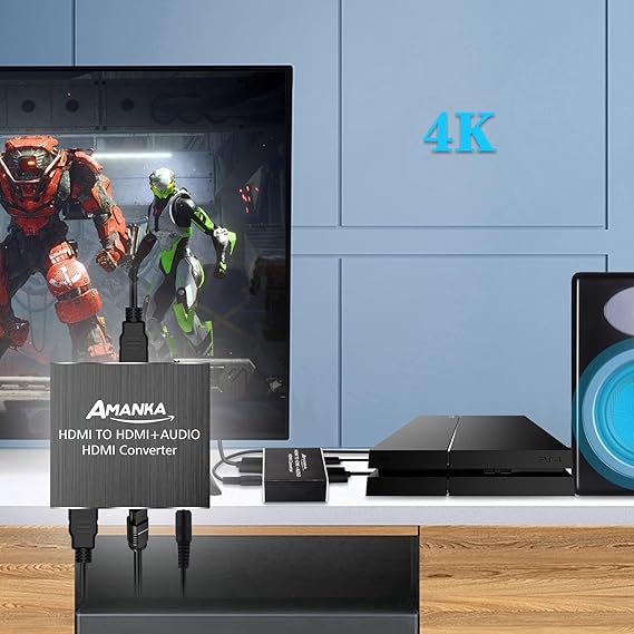 AMANKA HDMI audio extractor 4K – optical SPDIF & 3.5mm stereo output, supports 5.1CH, PS4 & HDTV