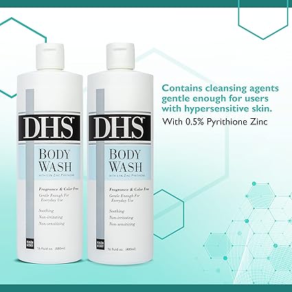 DHS hydrating body cleanser twin pack 16oz – fragrance-free, pH-balanced, eczema & sensitive skin relief