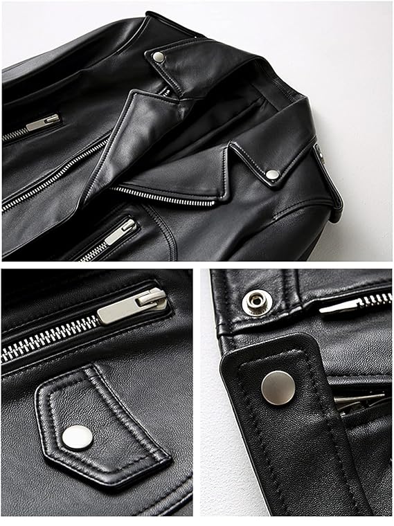 Black motorcycle jacket for women showing slim silhouette