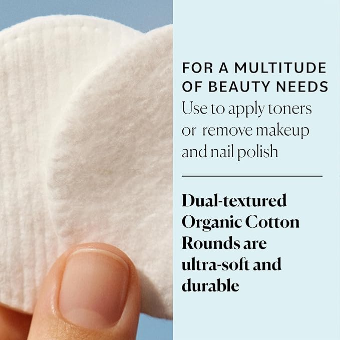 SkySoft 100% organic cotton rounds – GOTS certified, hypoallergenic, chlorine-free, vegan & cruelty-free