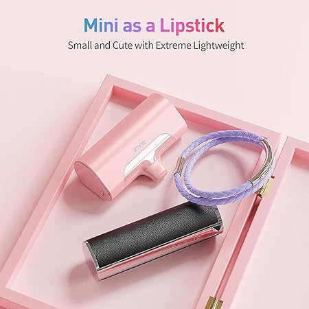 Mini capsule power bank in pink with rotating plug available in 3500mAh 5000mAh and 10000mAh