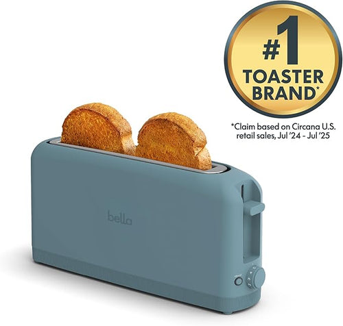 Bella Slim 2-slice toaster – 6-shade control, 900W, long slot for bagels & Texas toast, 4 colors