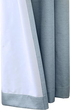 Beauoop stone blue 100% blackout curtains 52x84 inch dual panel for bedroom and living room