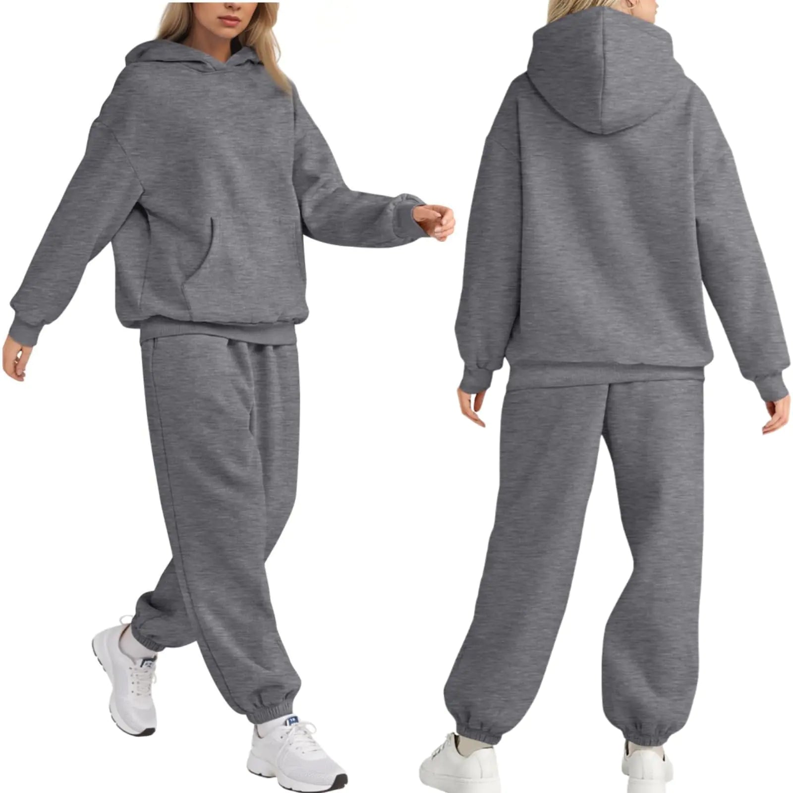 Women's comfy sweatsuit lounge set – oversized hoodie and matching pants, plus-size available