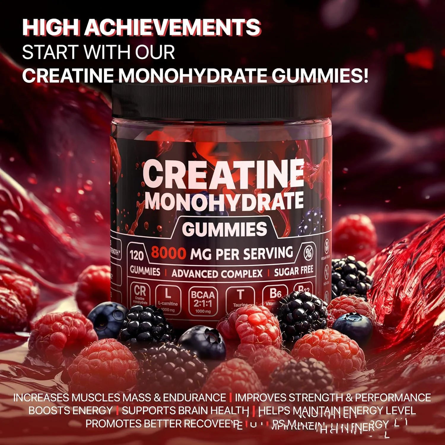 Muscle Boost creatine gummies 120 pieces for energy endurance and muscle recovery