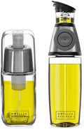 DWËLLZA 2-in-1 glass oil dispenser and sprayer set – non-drip, BPA-free, stainless steel lid