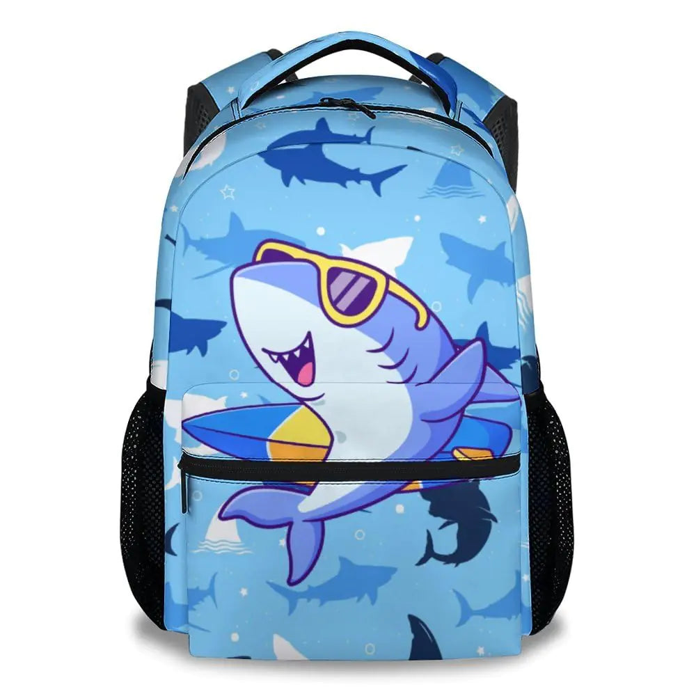 SharkZone 17-inch kids backpack for boys – large capacity, multi-pocket, ergonomic padded straps, shark design