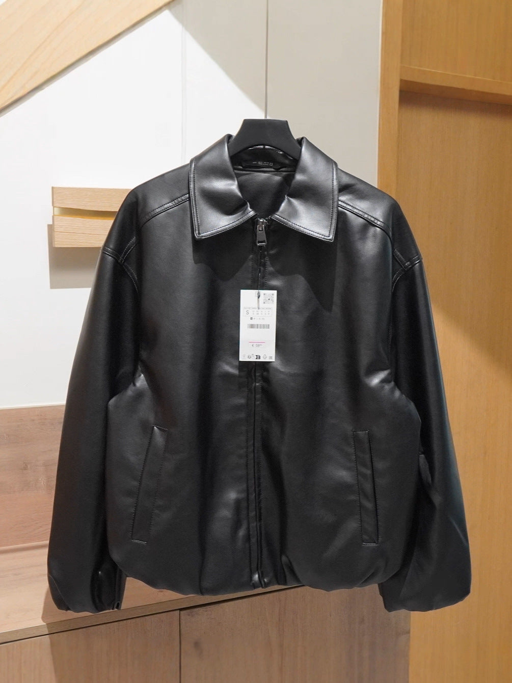 Original European And American Men's Wholesale Black Lapel Loose Version Jacket Pu Imitation Leather Jacket Leather Jacket