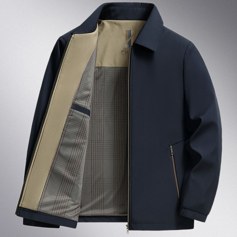 Middle-Aged Men's Outwears, Lapel Jackets, Spring And Autum Middle-Aged And Elderly Tops, Thin Daddy Clothes, Grandpa Jackets