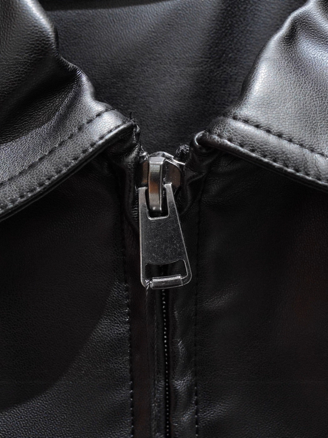 Original European And American Men's Wholesale Black Lapel Loose Version Jacket Pu Imitation Leather Jacket Leather Jacket