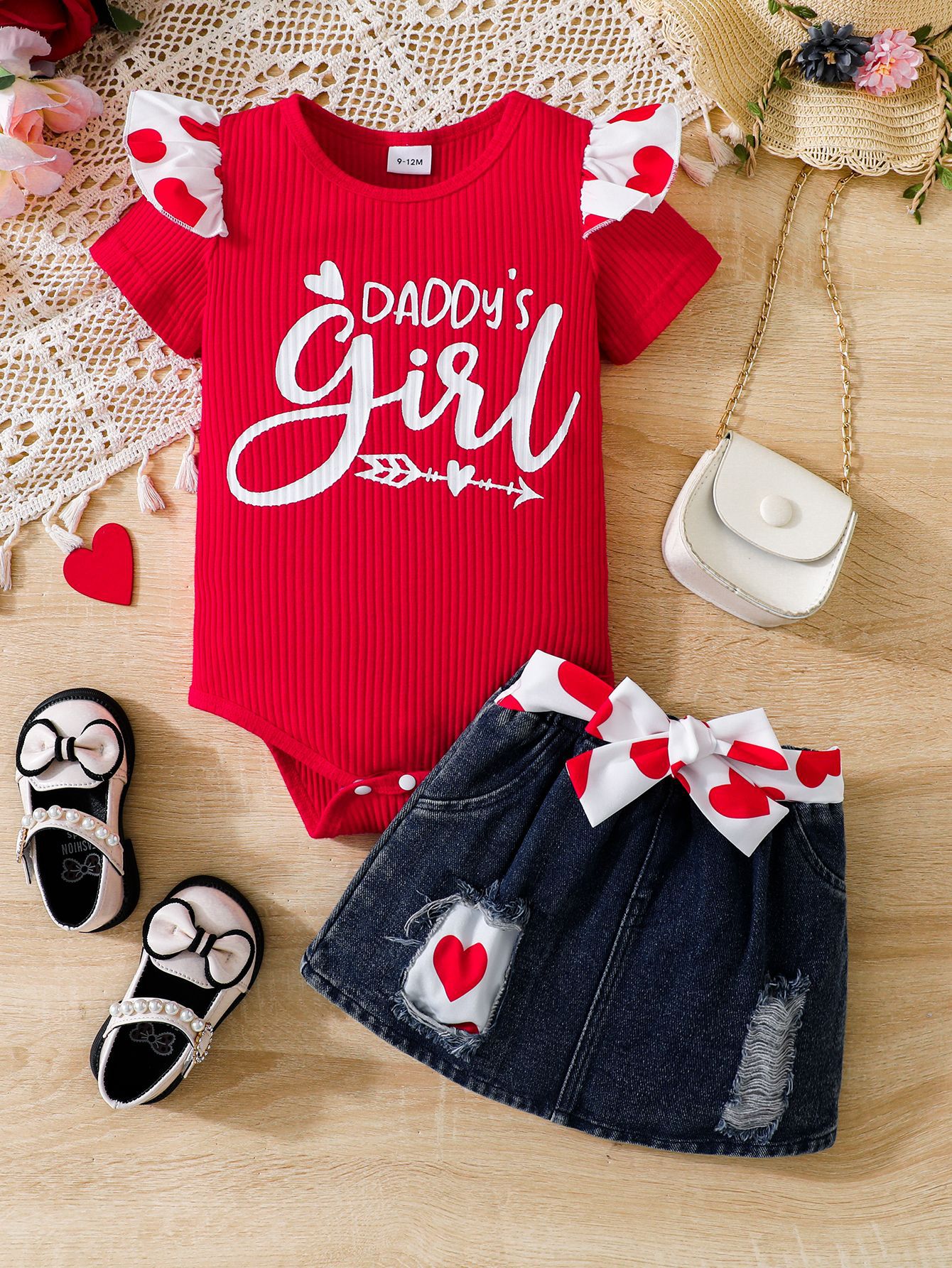 Summer New Baby Girl Casual Triangle Clothes Red Love Skirt
