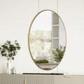 Koonmi gold aluminium oval vanity wall mirror 20x28 inch with HD glass for bathroom decor