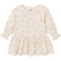 Mahya Gerber Baby Girls Long-Sleeve Apple Print Dress with ruffled skirt – soft comfortable newborn dress, size 0–3 months