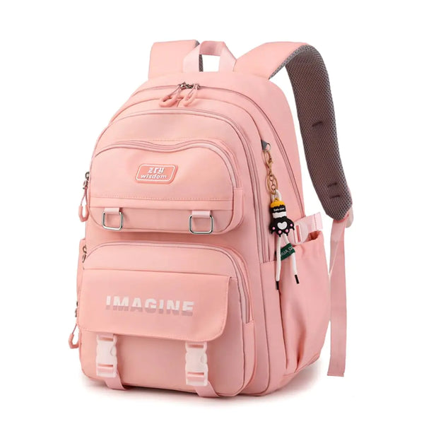 Chic solid color girls school backpack – minimalist design, lightweight & spacious for school & everyday use