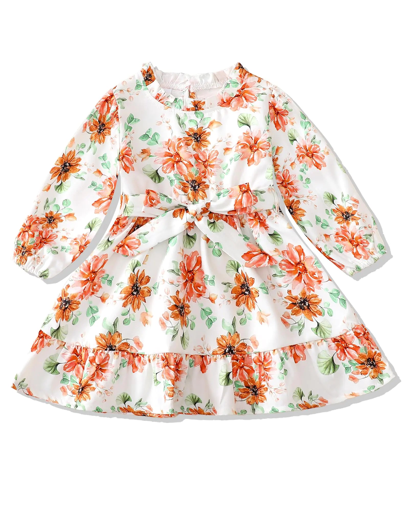 Baby girl casual dress with smocking waistline and bow detail - versatile outfit for parties and daily wear