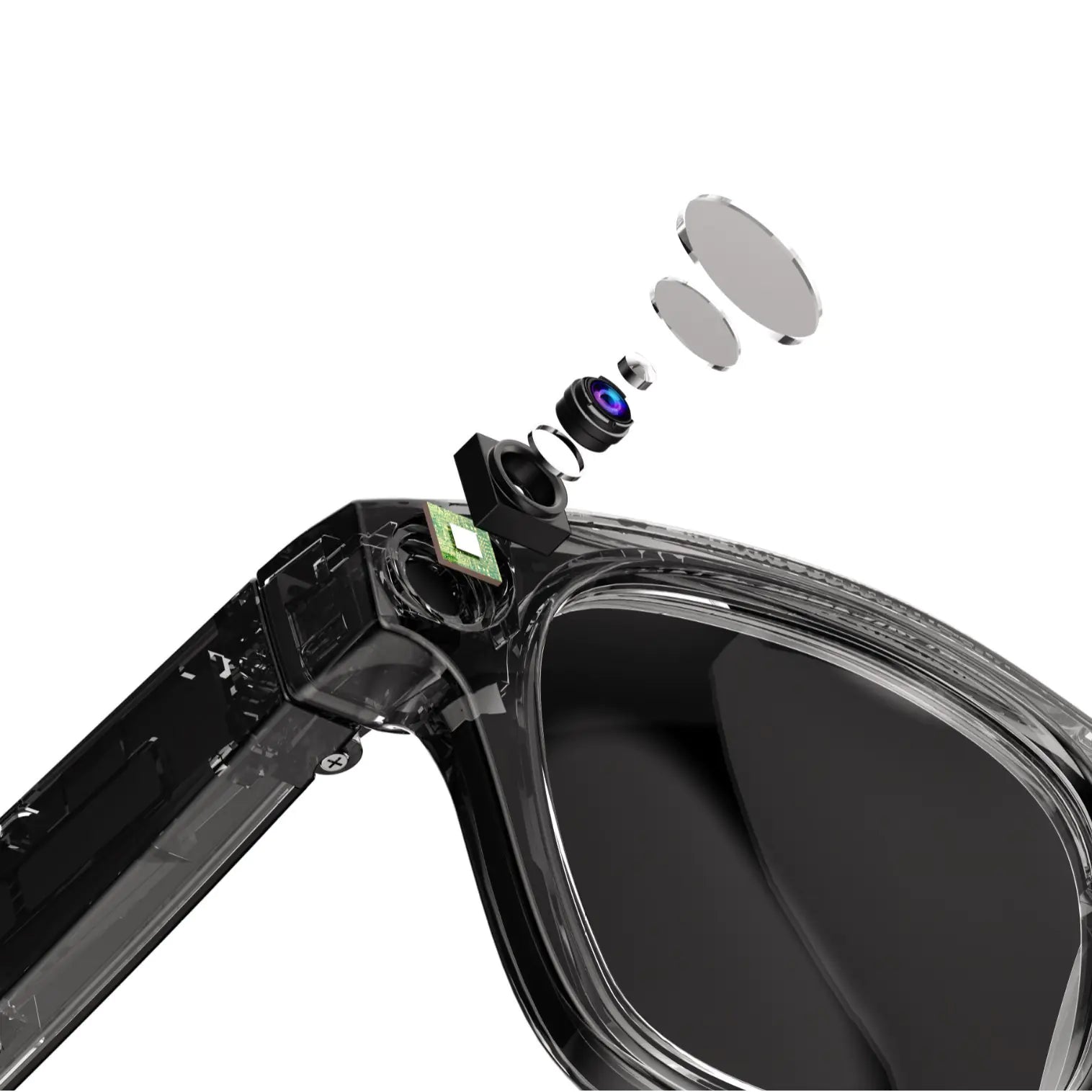 AI camera smart glasses in sunglasses style with HD recording and real-time translation