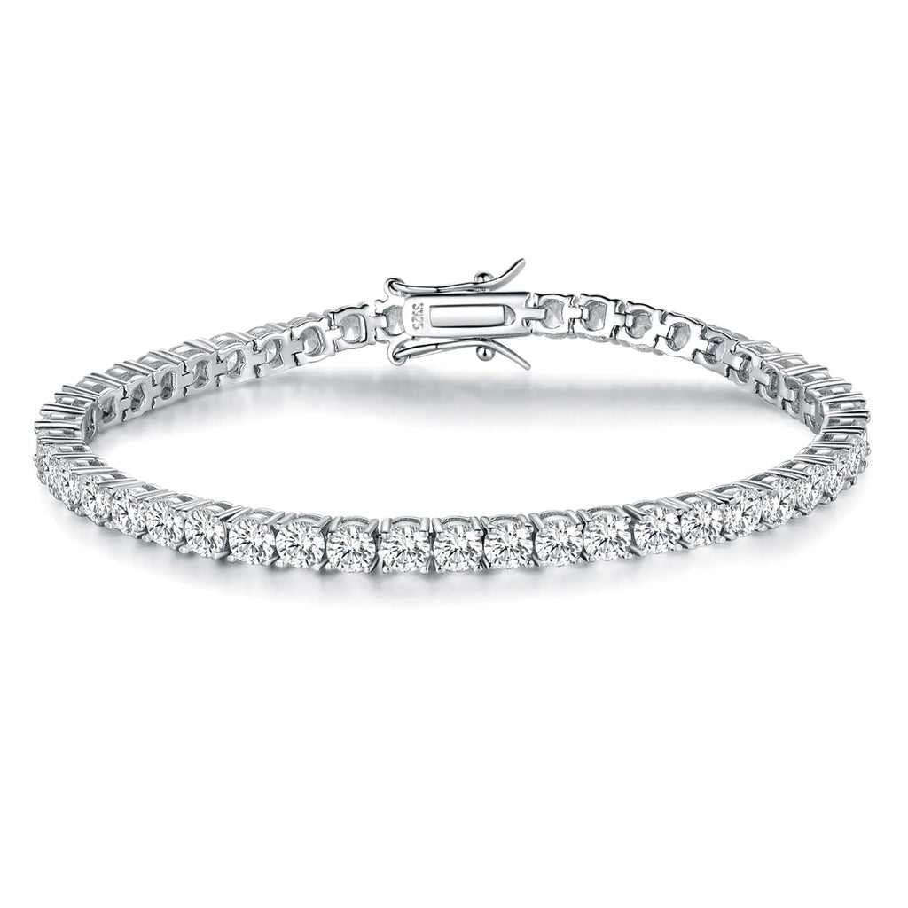 Sterling silver 3.5mm CZ tennis bracelet – white gold finish, AAA+ cubic zirconia, hypoallergenic, 7-inch
