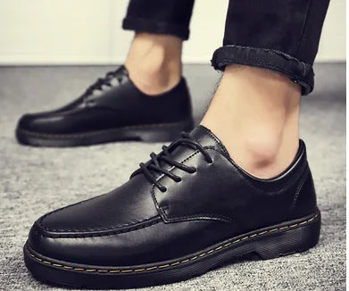 Mahya Men's Casual PU Leather Work Shoes in [Black] – round toe office shoes, EU size [39–44]
