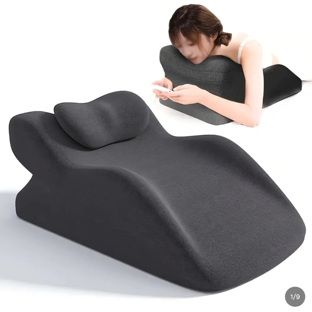 Mahya Stomach Sleeper Pillow in [Dark] – soft ergonomic cushion for prone sleeping and neck support