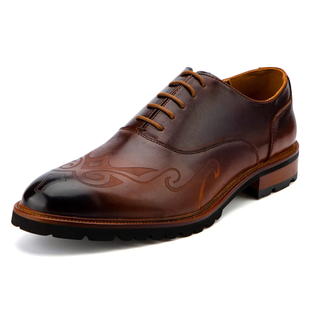 Meijiana men's brown Oxford dress shoes – lightweight breathable German-designed dress shoes