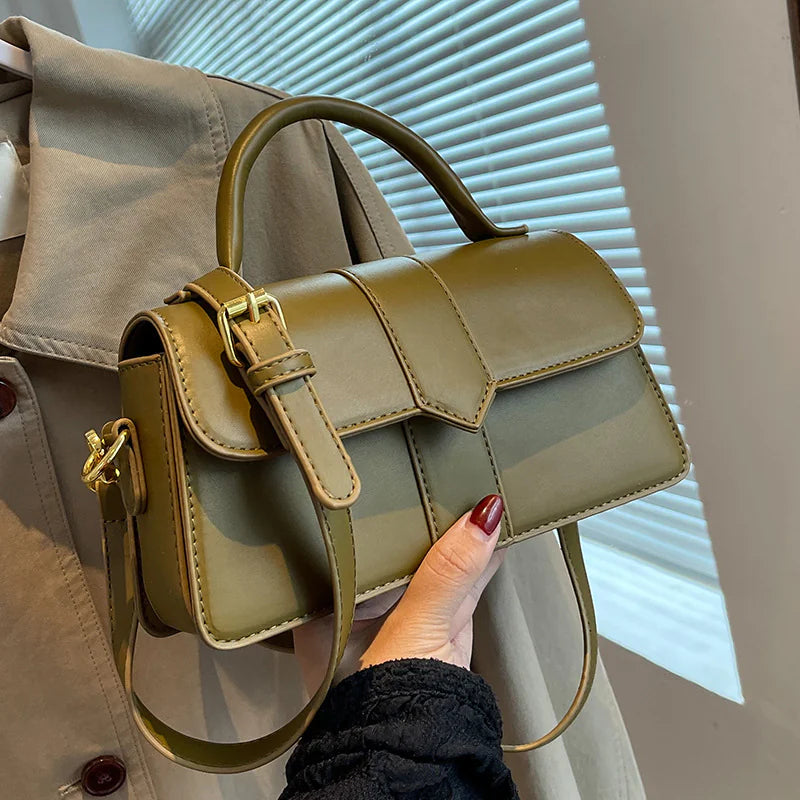 Chic commuter messenger bag for women – spacious, adjustable strap, available in brown, black, green & beige