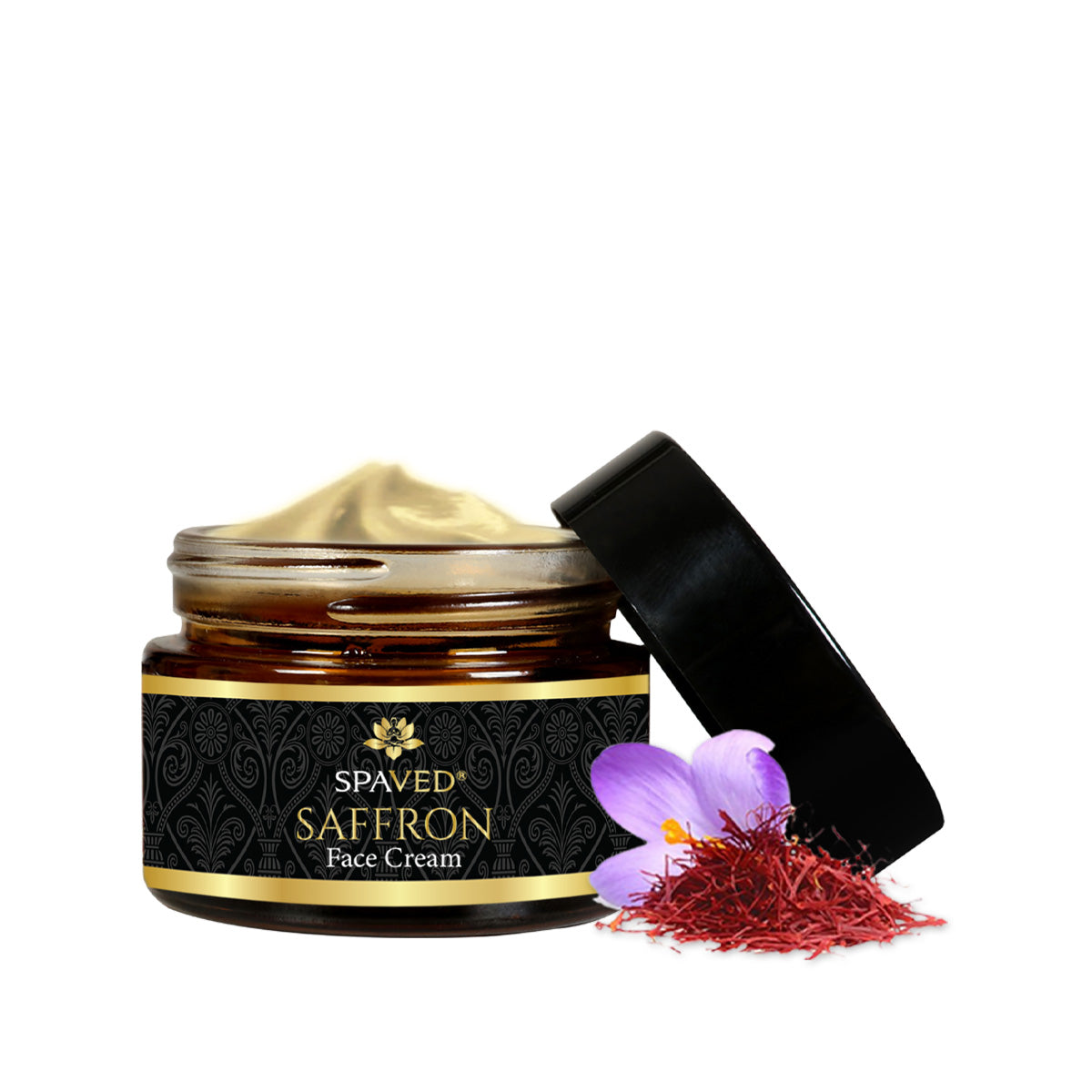 Hydrating saffron face cream texture with licorice and vitamin E for radiant skin