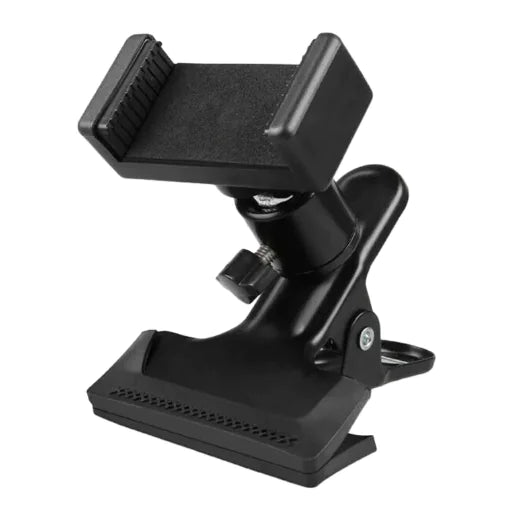 Mahya Phone Guitar Clip Stand in Black – adjustable hands-free smartphone holder for guitar streaming and recording