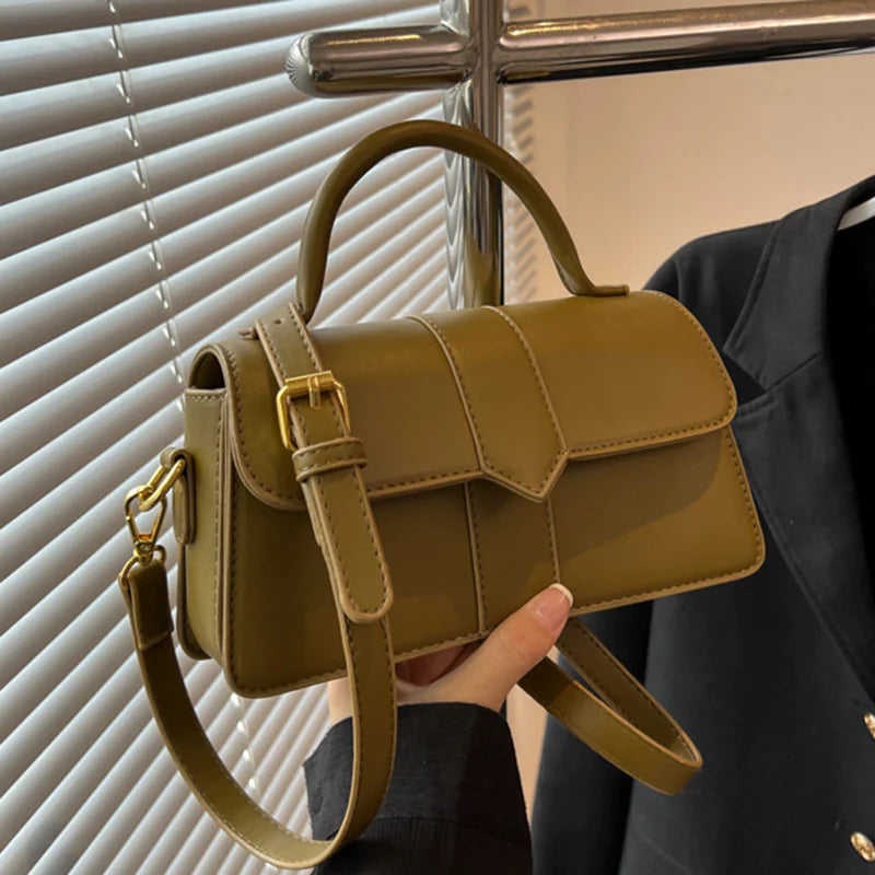 Chic commuter messenger bag for women – spacious, adjustable strap, available in brown, black, green & beige